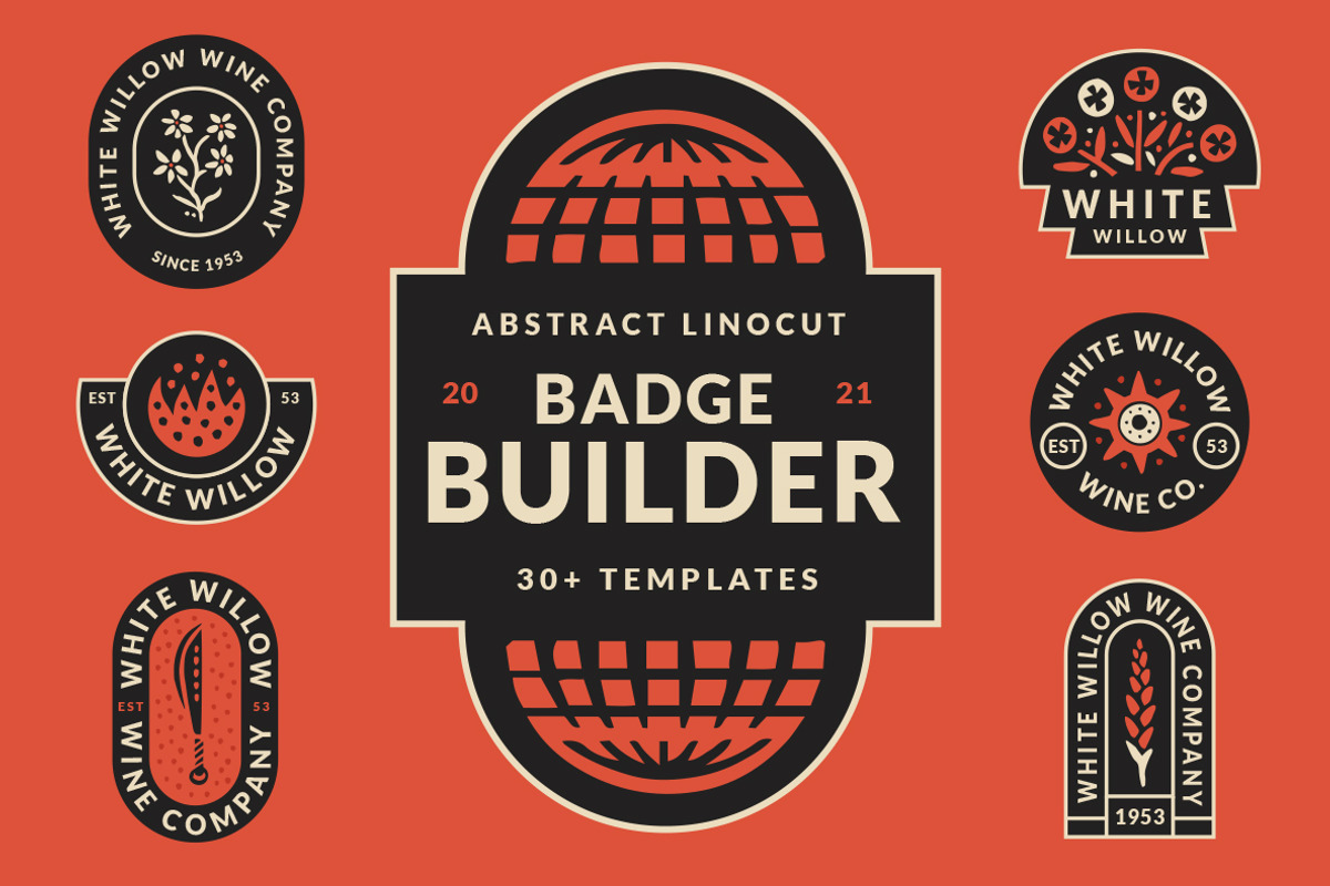 Abstract Linocut Badge Builder, a Branding & Logo Template by ClayStudio (Photo 1 of 12)