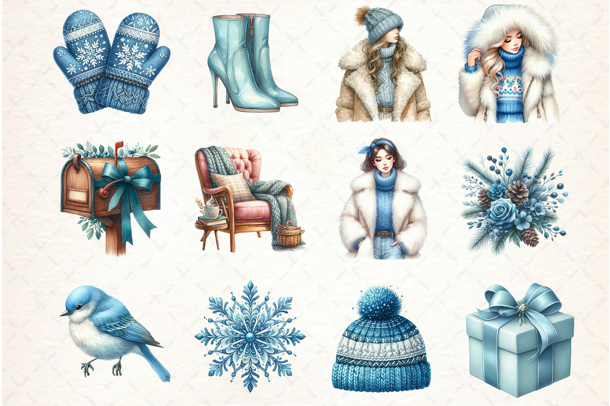 Blue Christmas Clipart Bundle, an Illustration by Libby Wishes (Photo 3 of 7)