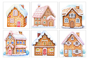 Watercolor Gingerbread House