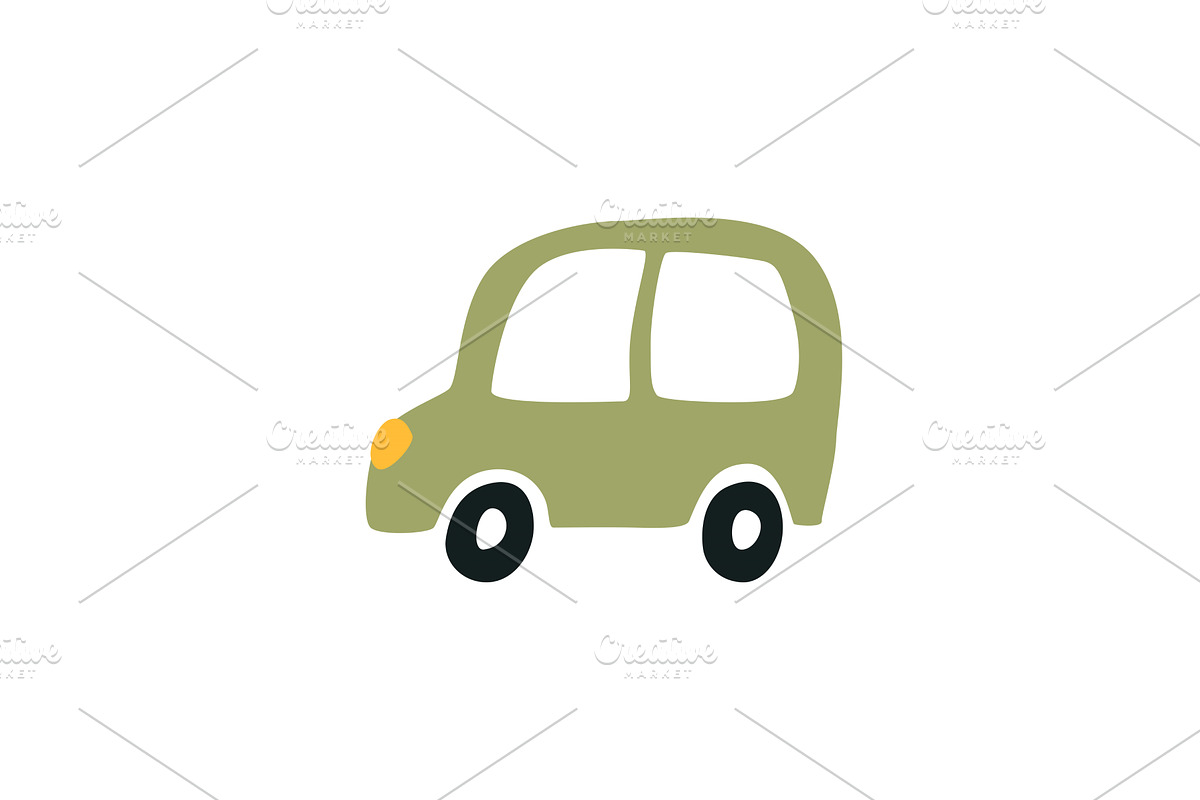Green car isolated. Vector, a Texture Illustration by Nadzin