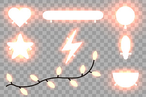Set of realistic glowing lamp Vector