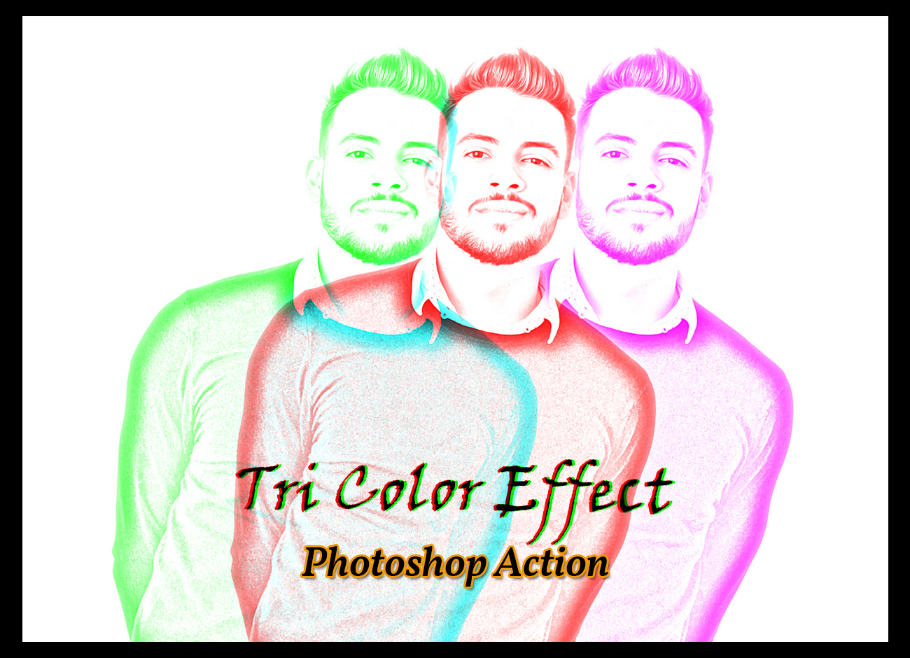 Tri Color Effect Photoshop Action, an Action Add-On by Studio Retouch