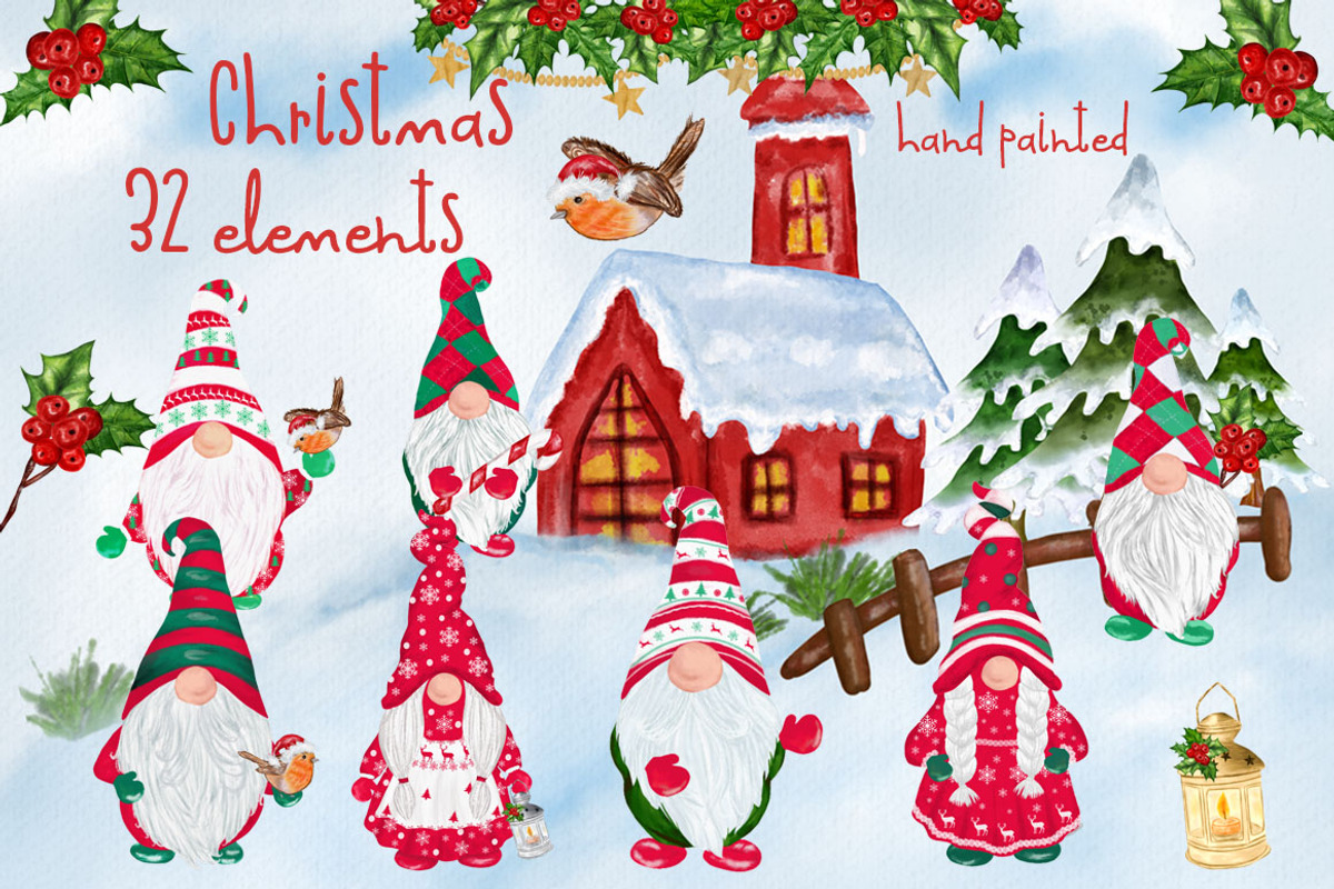 Christmas Gnomes clipart, an Illustration by vivastarkids (Photo 1 of 7)