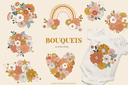 Retro Flowers groovy pattern&clipart, a Background Graphic by Cozy pattern shop (Thumbnail 6 of 10)