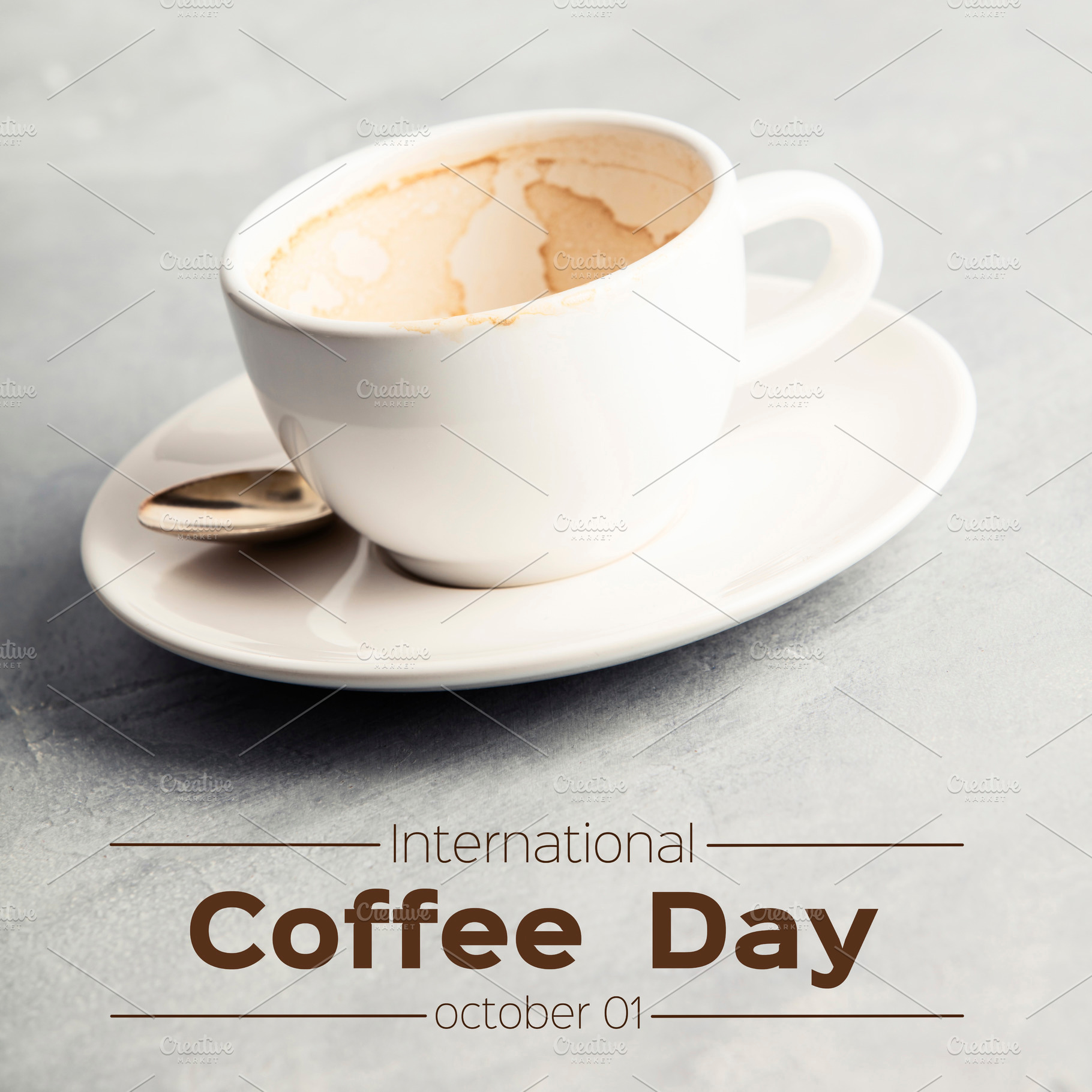 Empty coffee cup on concrete background, international coffee da, a Food & Drink Photo by Natalia Klenova's Shop