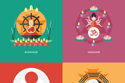 Flat Religions Concepts Set preview 2