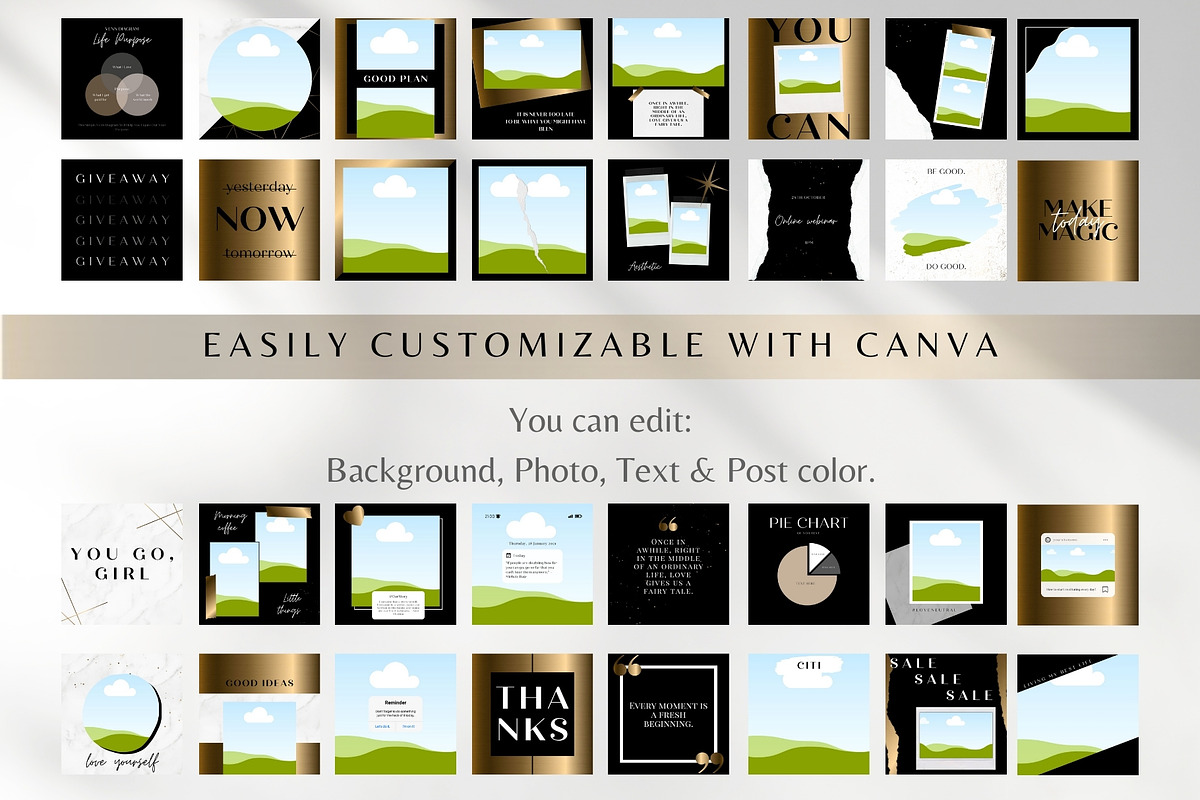 Gold and Black Instagram Templates, a Templates & Theme by Boltik Studio (Photo 6 of 10)