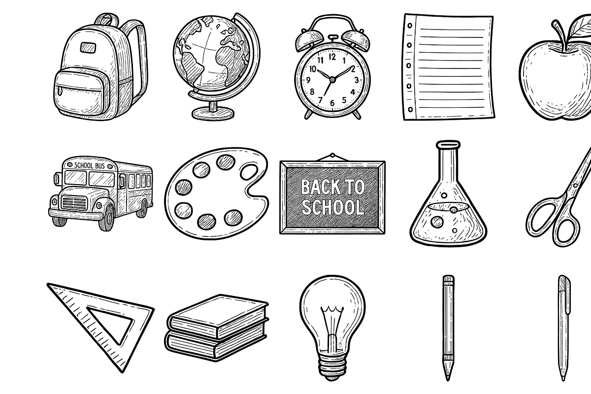 School Supplies Set, an Object Graphic by nikagraphic