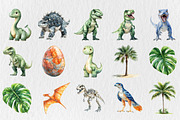 Watercolor Cute Dino Clipart, an Animal Illustration by Rose Art (Thumbnail 2 of 4)