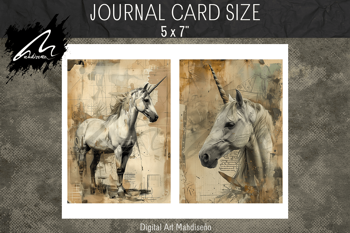 Shabby Grunge Unicorn Wonders, an Animal Illustration by Digital Art Mahdiseño (Photo 5 of 7)