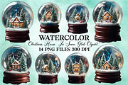 Christmas House In Snow Glob Clipar, a Seasonal Illustration by Craft Nest (Thumbnail 1 of 5)