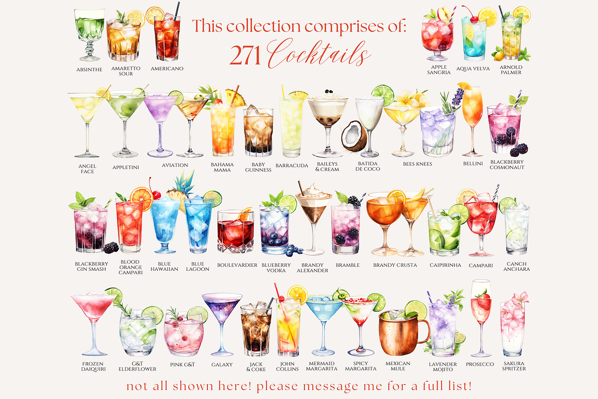 400 Cocktail Clipart, Wine, Beer, a Decorative Illustration by ClipArtCharm (Photo 3 of 6)