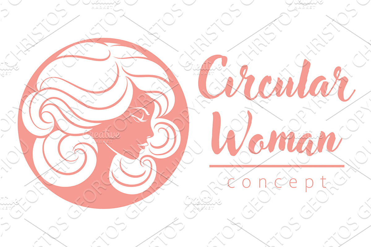 Woman Circle Face Hair Salon, an Object Illustration by Christos Georghiou