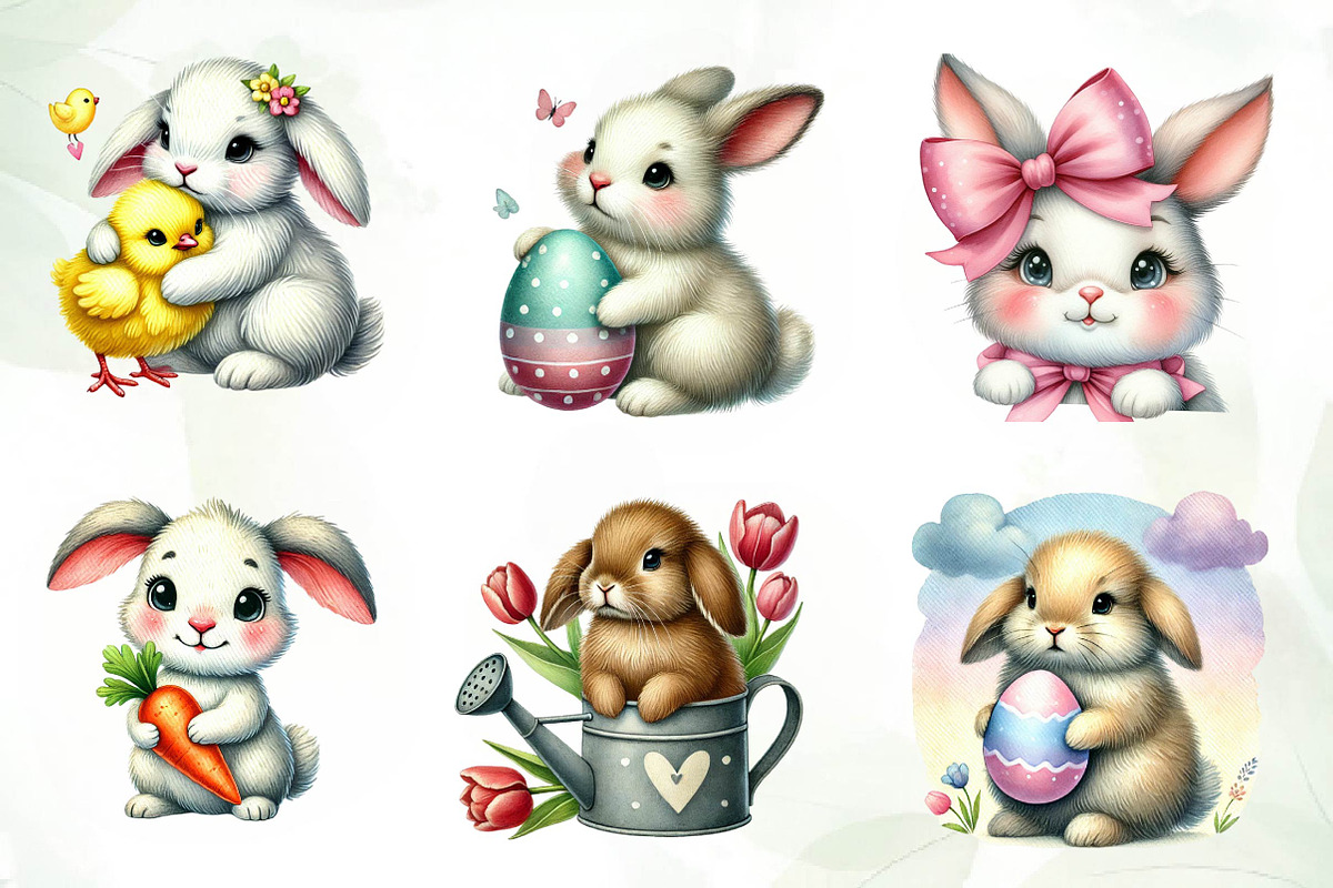 Cute Easter Bunny Clipart, an Illustration by CreationArt