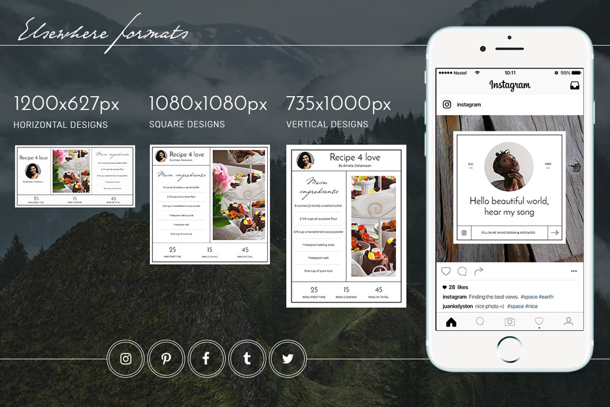 Elsewhere Vintage Social Media Pack, a Social Media Template by NordWood (Photo 4 of 8)