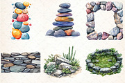 Watercolor Rock Borders Clipart Bund, an Illustration by DreamCafeArt (Thumbnail 6 of 9)