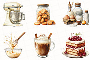 Watercolor Vintage Baking Clipart, an Illustration by OK Design (Thumbnail 2 of 5)