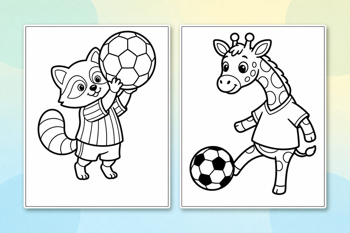 Animals Soccer Coloring Pages, an Animal Illustration by Inkivelle Studio (Photo 2 of 3)