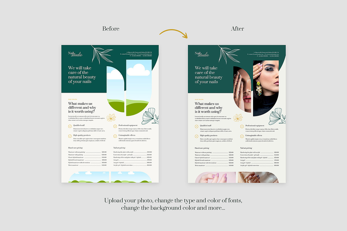 Nail Salon Flyer Canva Template, a Flyer Template by artbart (Photo 10 of 10)