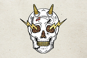 Glitter Tattoo Devil Skull Lightning