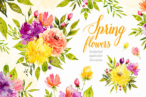 Spring flowers. Watercolor.
