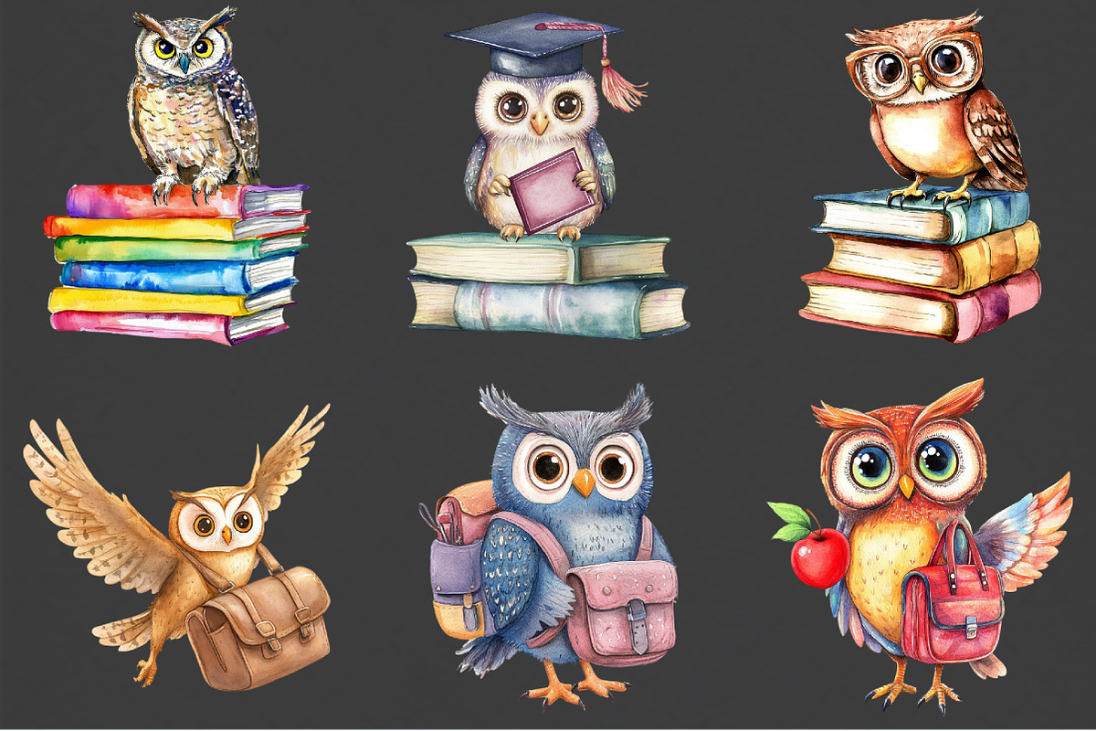 Back To School Owl Clipart, an Illustration by Rose Art (Photo 3 of 4)