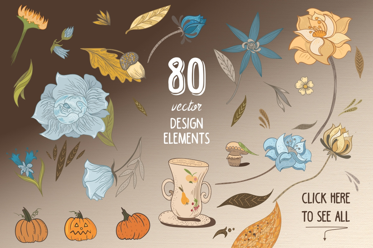 Vintage Fall Vector Bundle + Bonus, a Decorative Illustration by kisikoida (Photo 2 of 5)