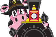 Cartoon Pig Cowboy Sheriff & Train, an Animal Illustration by Mark Murphy Creative (Thumbnail 2 of 2)
