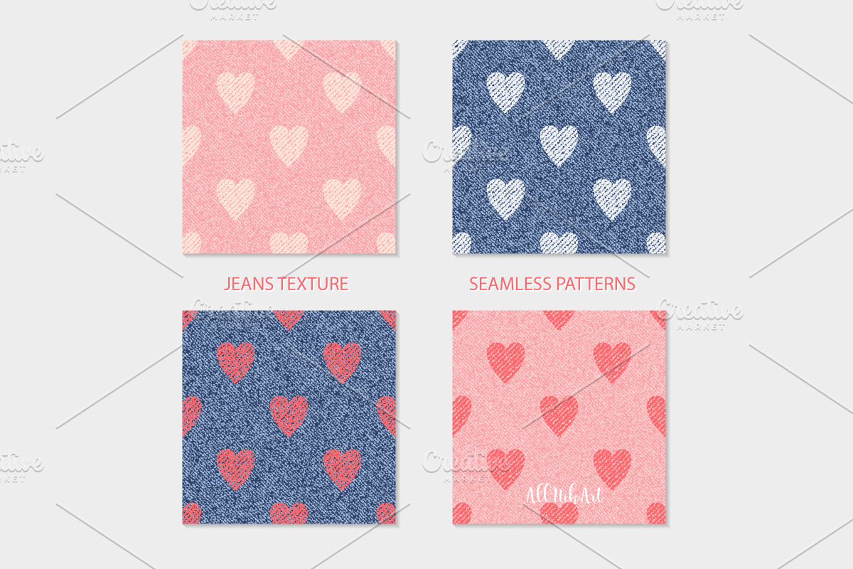Hearts Denim Seamless Texture, a Pattern Graphic by AllNikArt (Photo 5 of 7)