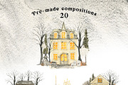 Cozy Halloween watercolor collection, a Seasonal Illustration by LiChu Art (Thumbnail 3 of 28)