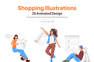 Animated Shopping Illustrations, a Person Illustration by Vectors Market