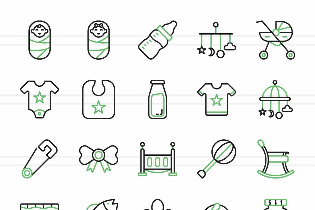 50 Baby Green & Black Icons, an Icon by IconBunny (Photo 2 of 2)