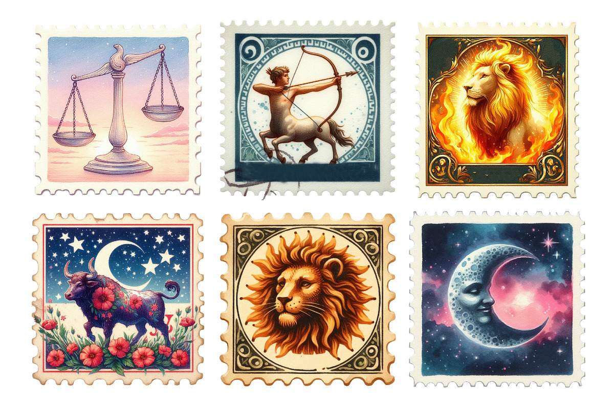 Zodiac Postage Stamp Clipart, an Illustration by Daily.Designs (Photo 3 of 5)