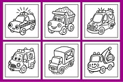 Cute Vehicles Coloring Pages, a Decorative Illustration by Ink Gallery (Thumbnail 4 of 5)