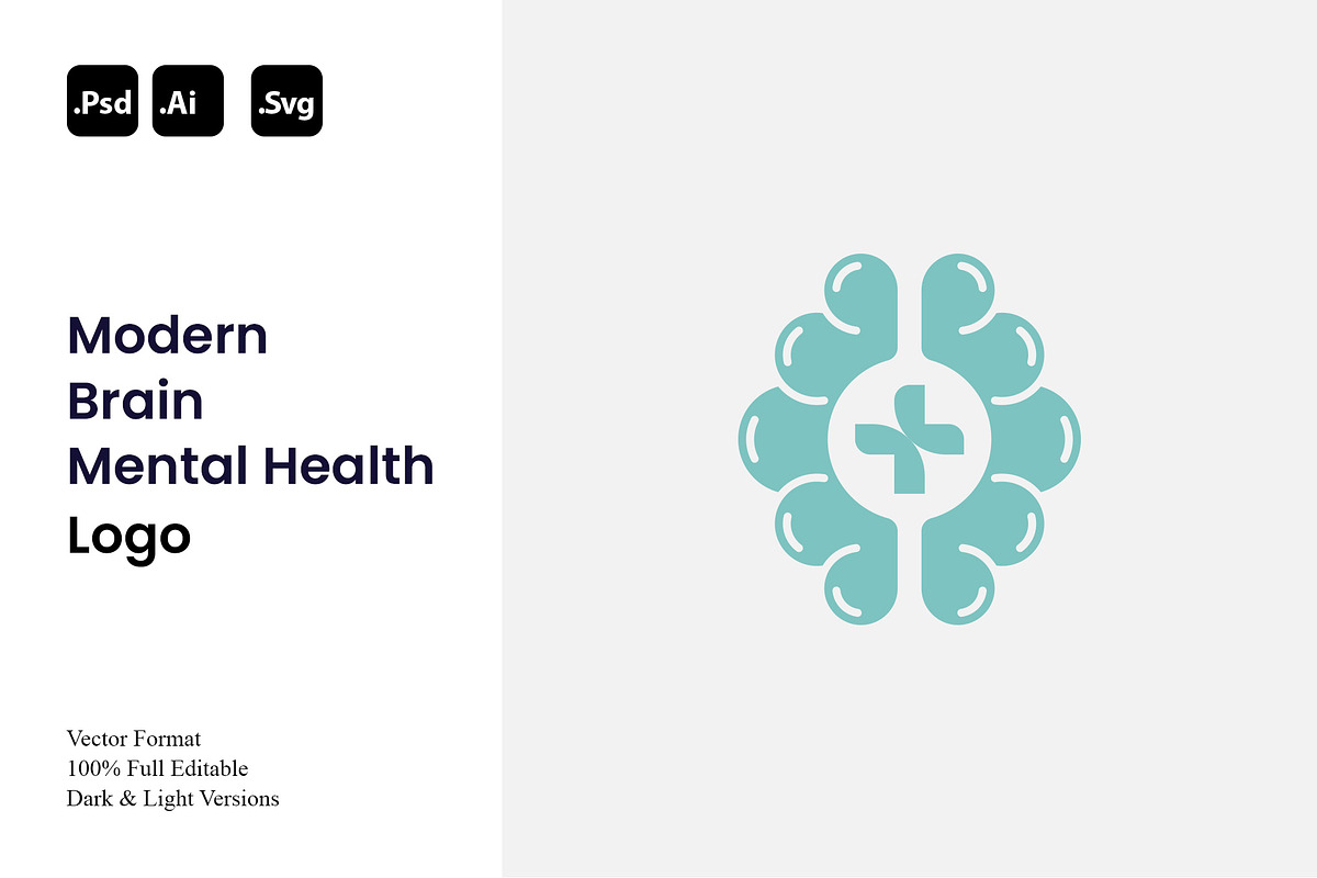 Modern Brain Mental Health Logo, a Branding & Logo Template by Luxury Logos (Photo 1 of 4)