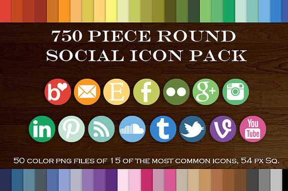 750 Piece Round Social Icon Pack