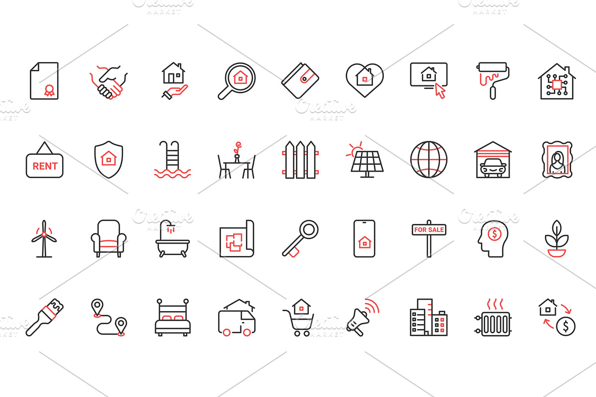 Real estate rent icons, an Object Illustration by Lemberg Vector