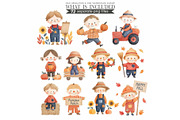 Watercolor Scarecrow Clipart Fall, an Illustration by CharmClipart (Thumbnail 5 of 9)
