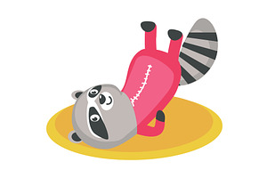 Sportive raccoon jumping on, an Animal Illustration by SiberianArt