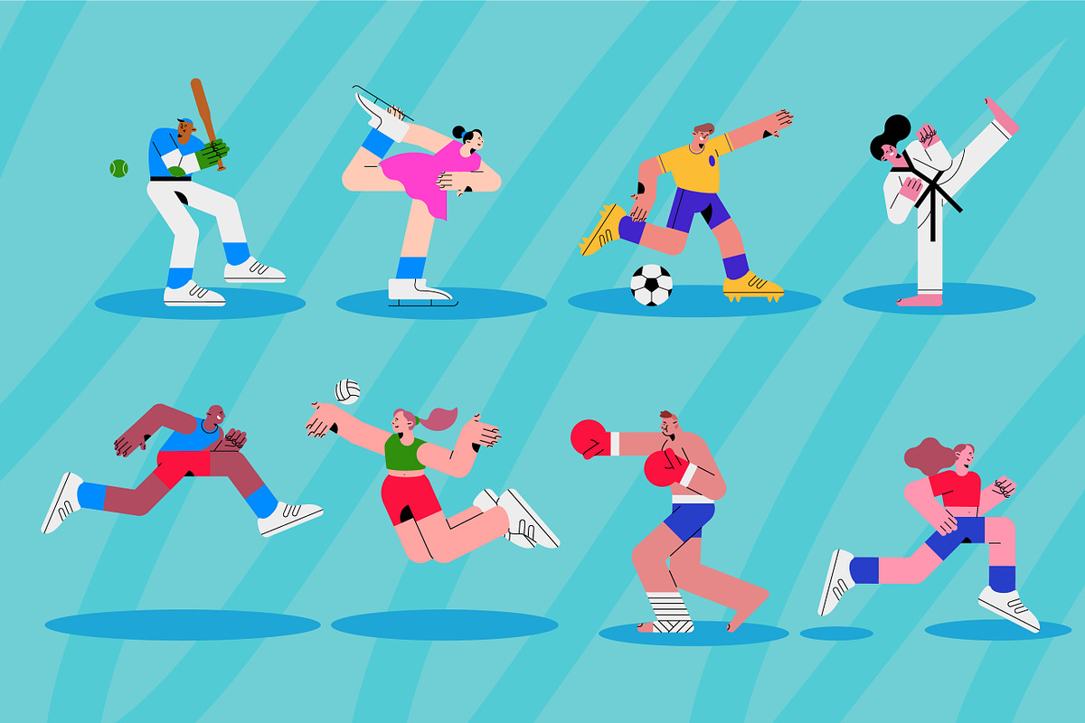 Flat Sports Characters Vector Pack, a Person Illustration by CreartiveDesign (Photo 4 of 4)