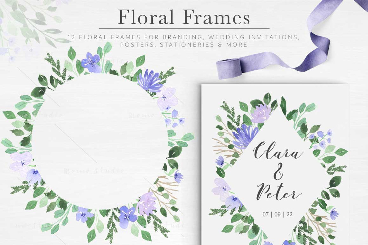 Violet Florals & Greenery Leaves, an Illustration by Momo Studio (Photo 3 of 19)