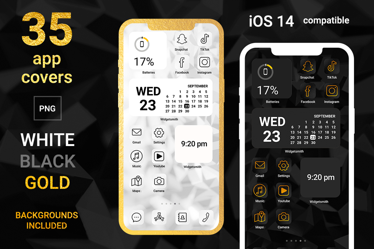 iOS 14 App Icons | black&golden, an Outline Icon by wowomnom (Photo 1 of 5)