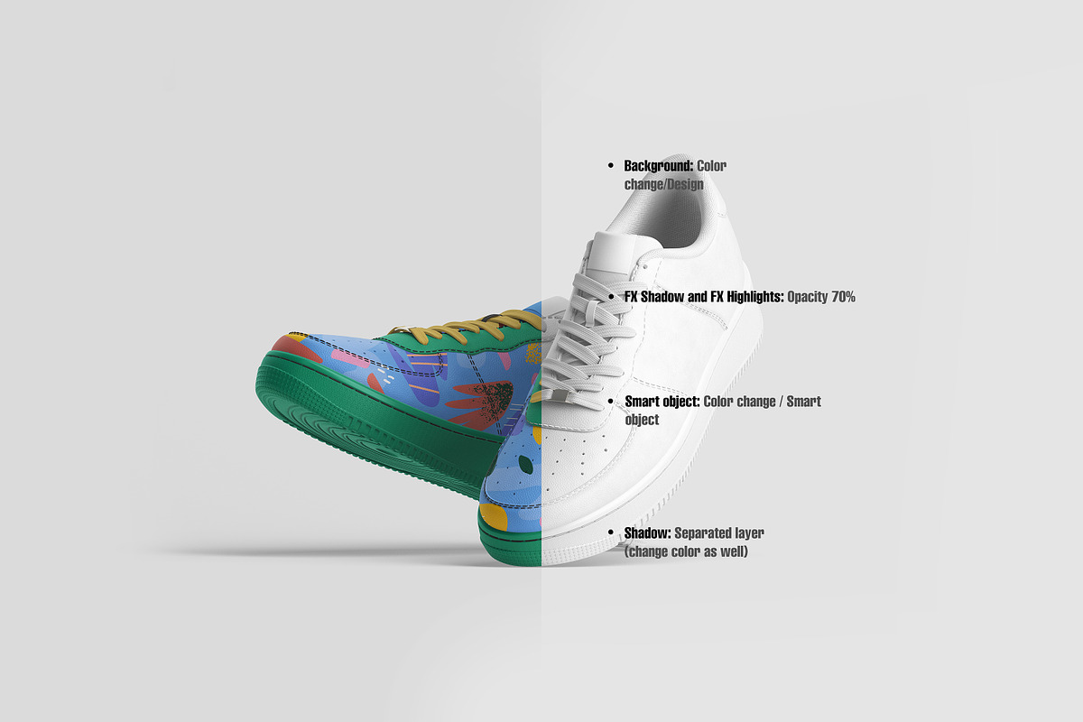 Sneakers Air Force Mockup, an Advertising Mockup by GraphicVil (Photo 2 of 9)