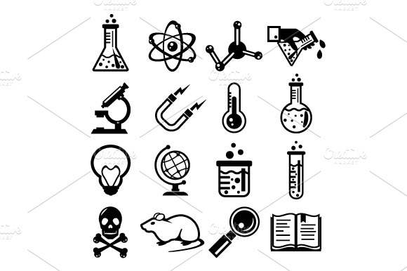Chemistry And Science Black Icon Set