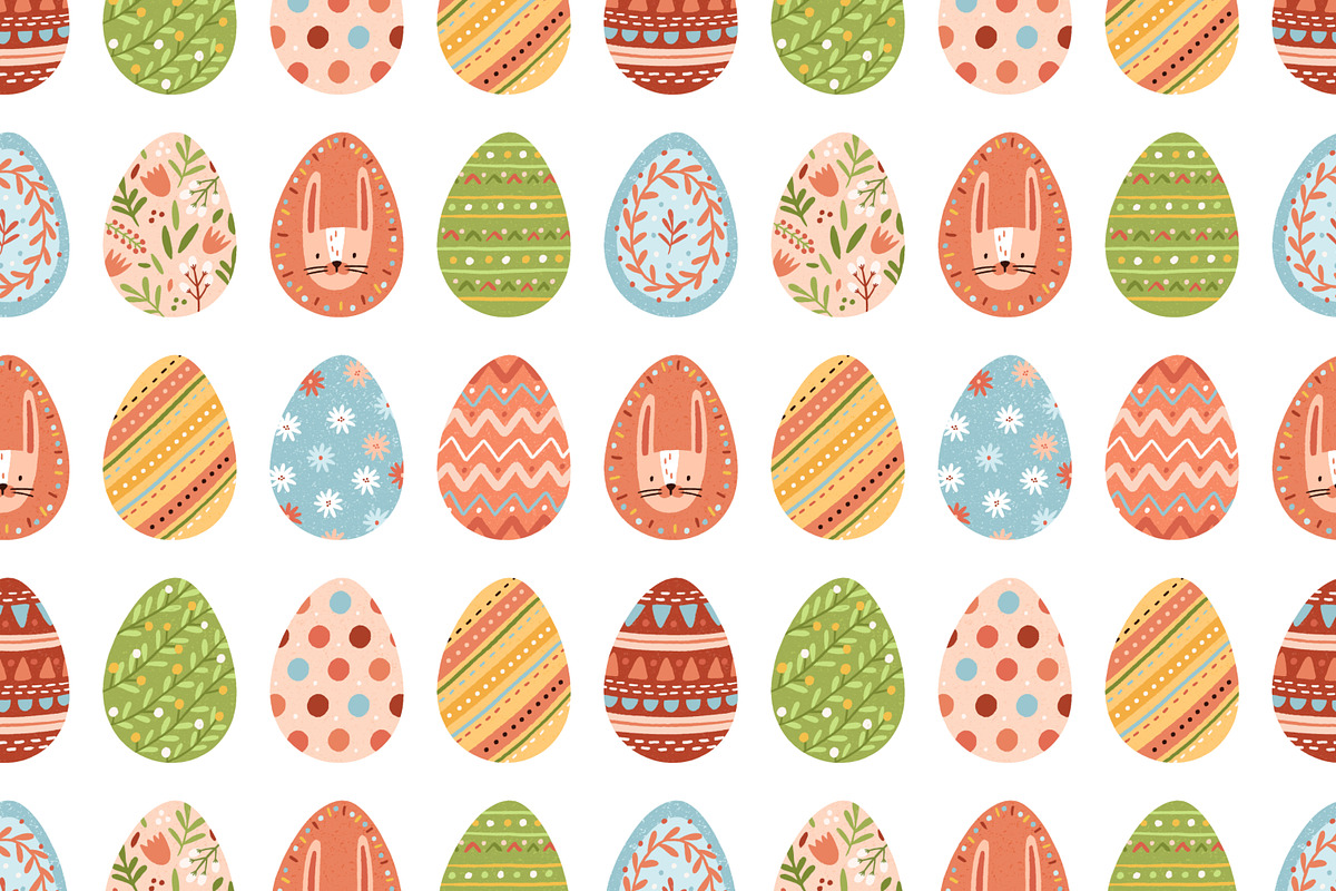 Cute Easter eggs seamless patterns, a Pattern Graphic by Good Studio (Photo 2 of 5)