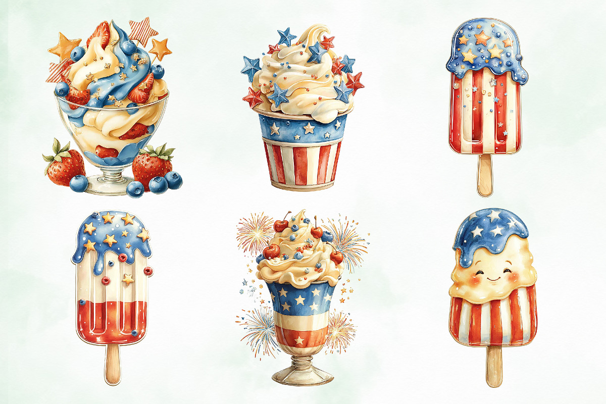 Whimsical Patriotic Ice-Cream, a Seasonal Illustration by Creative Art (Photo 4 of 8)