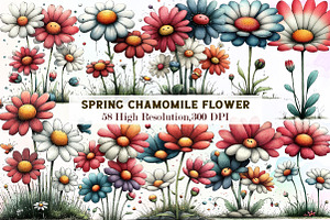 Whimsical Spring Chamomile Flower Pn, an Illustration by Sublimation Artist