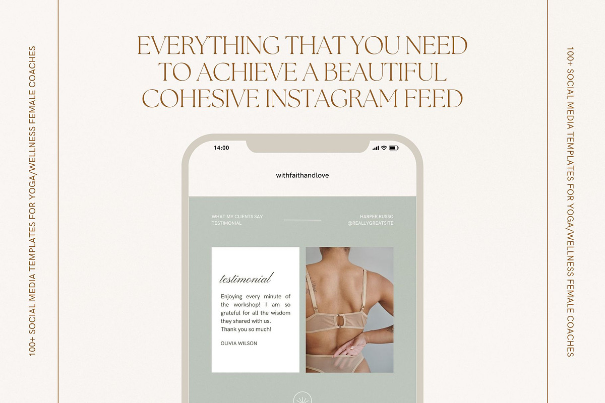 100 Yoga Wellness Instagram Bundle, a Social Media Template by With Faith & Love (Photo 5 of 15)