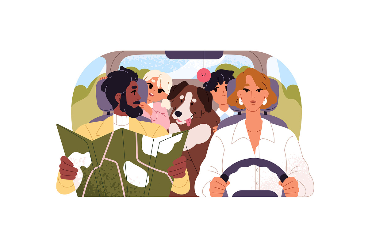 Tourists travel with map set, a Person Illustration by PaperTrident (Photo 5 of 9)