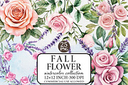 Watercolor Fall Flower Clipart, an Illustration by Libby Wishes (Thumbnail 1 of 7)